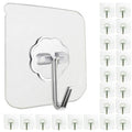 Jwxstore 24 Pack Adhesive Wall Hooks 33LB Heavy Duty No Drill Transparent Waterproof Hooks for Bathroom Kitchen Towel Coat Office Home Outdoor