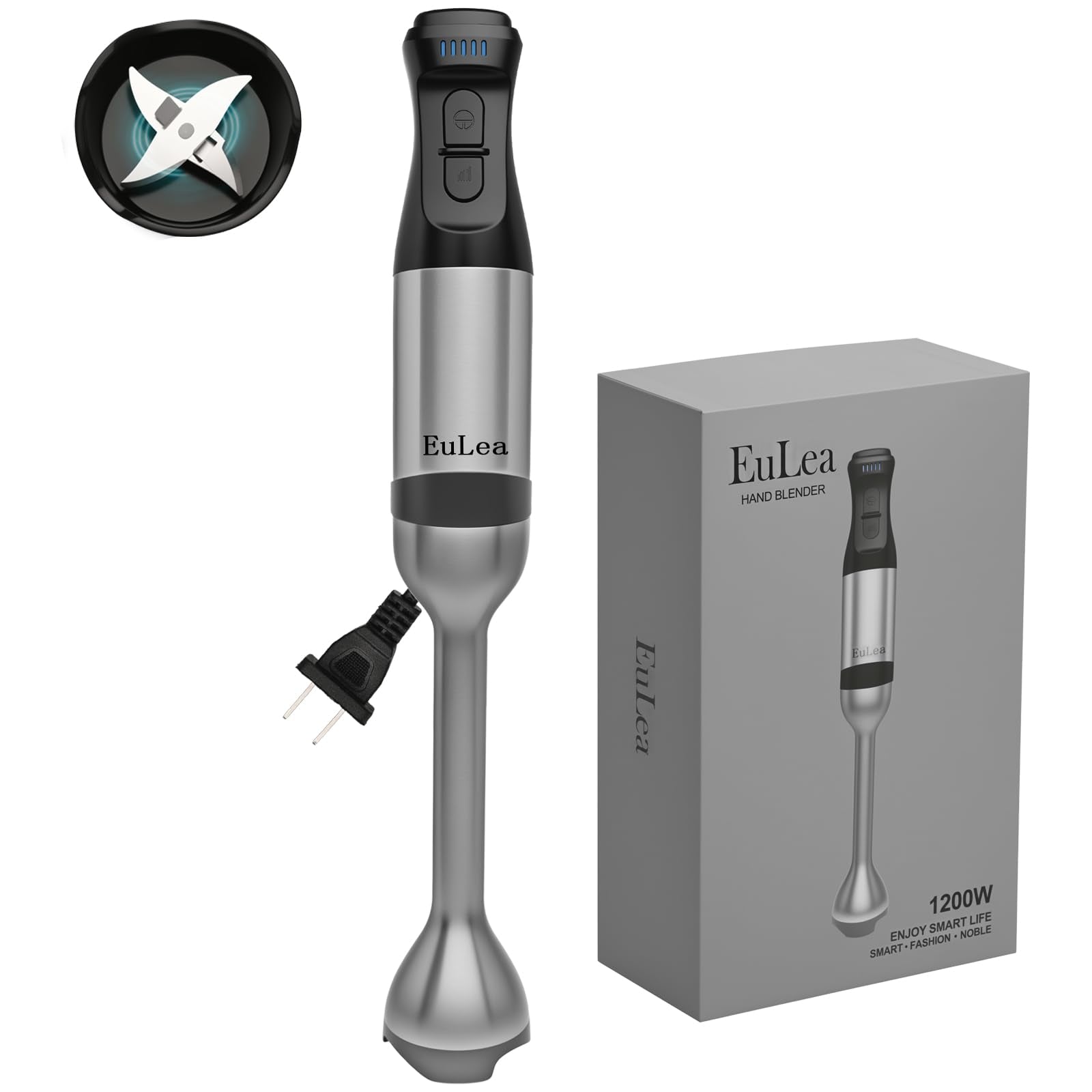2026 New Immersion Hand Blender, 1200W, Gift Box Packaging. | with 5-Speed Settings, Stainless Steel Blades,with scratch-resistant design, An Ideal Choice for Blending Soup, Mayonnaise