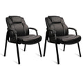 Clatina Big and Tall Office Chair Set of 2 500lbs Leather Reception Chair with Bonded Padded Armrest Wide Seat Desk Chair No Wheels for