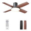 DREO Ceiling Fan, 44 Inch Low Profile Ceiling Fan with Light and Remote, 5CCT LED, 6-Level Dimmable, 6-Speed, Reversible Motor, Quiet, Timer, Easy-Install, Black Flush Mount for Bedroom