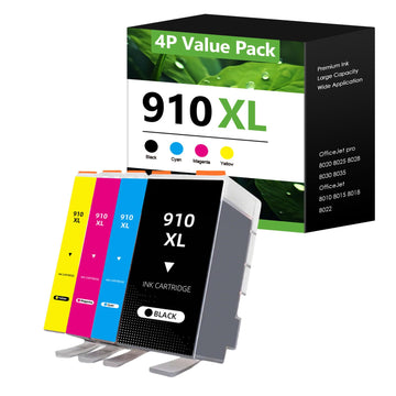 910XL 910 Ink Cartridges Replacement for HP 910XL Ink Cartridges Combo Pack High Yield Work for OfficeJet Pro 8015 8018 8022 8020 8025 8028 8030 8035 OfficeJet 8010 Printers (BK C M Y