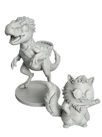 Dungeon Crawler Carl Loot Donut and Mongo Magnetic Paintable Toy Figure Set for Craft or Display, PLA