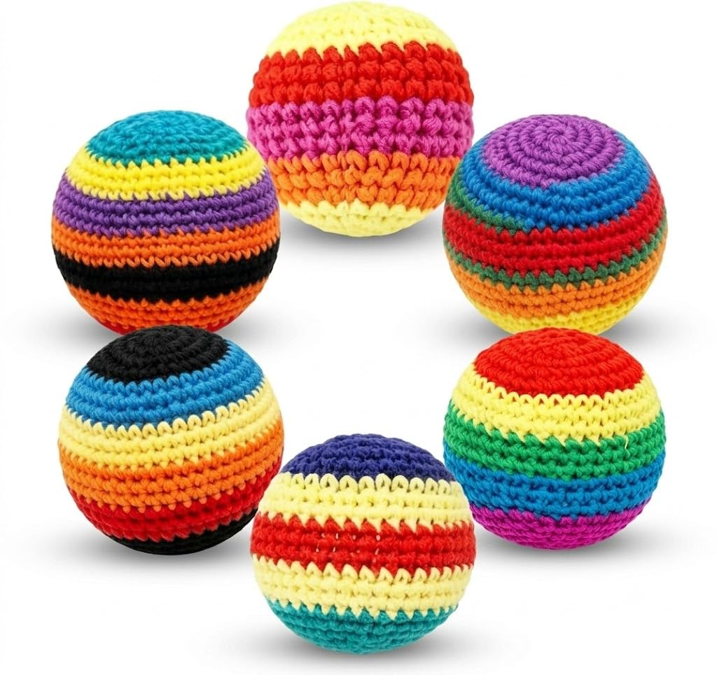 2026 NewUpgraded Handmade Knitted Set, Colorful Crochet Footbag Sacks, Juggling Balls for Adults Beginners, Portable Handwoven Toss Hacky Balls