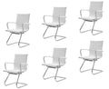 Cimota Waiting Room Chairs Leather Office Guest Chair Mid Back Reception Chairs with Sled Base for Meeting/patient/conference Room, White Set