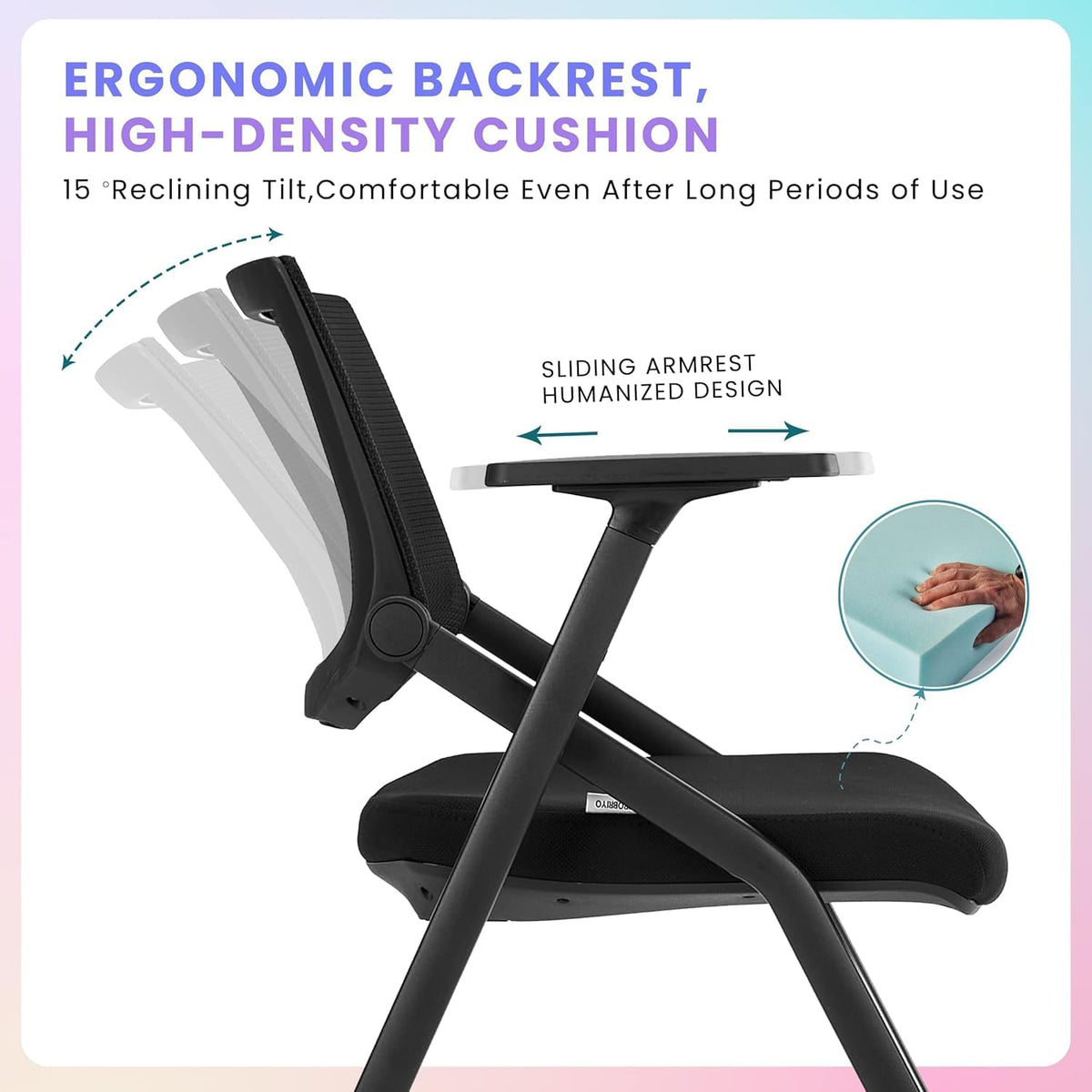 Brobriyo, 10 Pack Stackable Conference Room Chairs with Wheels and Paddle, Ergonomic Mesh Back and Arms for Meeting, Conference, Reception,