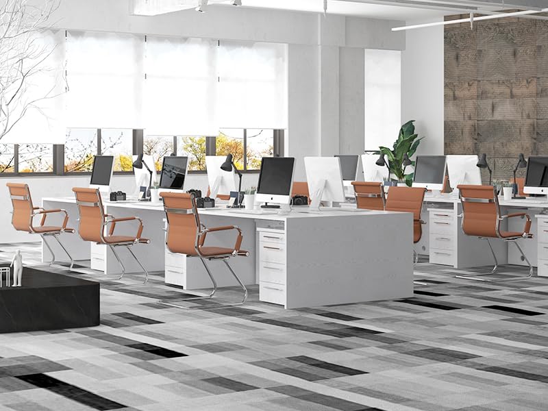 Hny 10-pack Pu Leather Office Guest Chairs, 10 PCS, Coffee