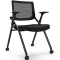 Fylica Foldable Office Chair with Pu Wheels and Smooth Armrest-ergonomic Mesh Bouncing Back, Stackable Conference Room Chair, Office Guest &