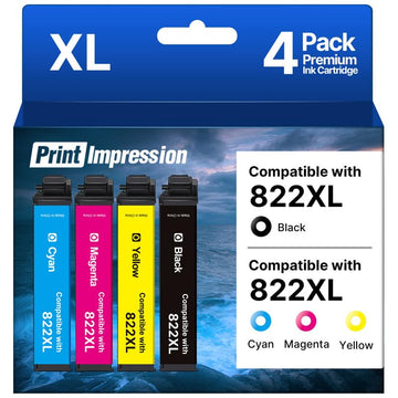 Remanufactured for 822XL Ink Cartridges Compatible with Epson 822XL Ink Cartridges Combo Pack Use for Epson WF-3820 Printer Workforce Pro WF-4820 WF-4830 WF-3823 WF-4834 (Black Cyan Magenta Yellow)