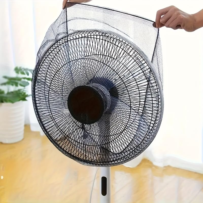 1PC Washable Fan Dust Cover with Finger - Guard Safety Net for Home/Office Use, White Elasticity