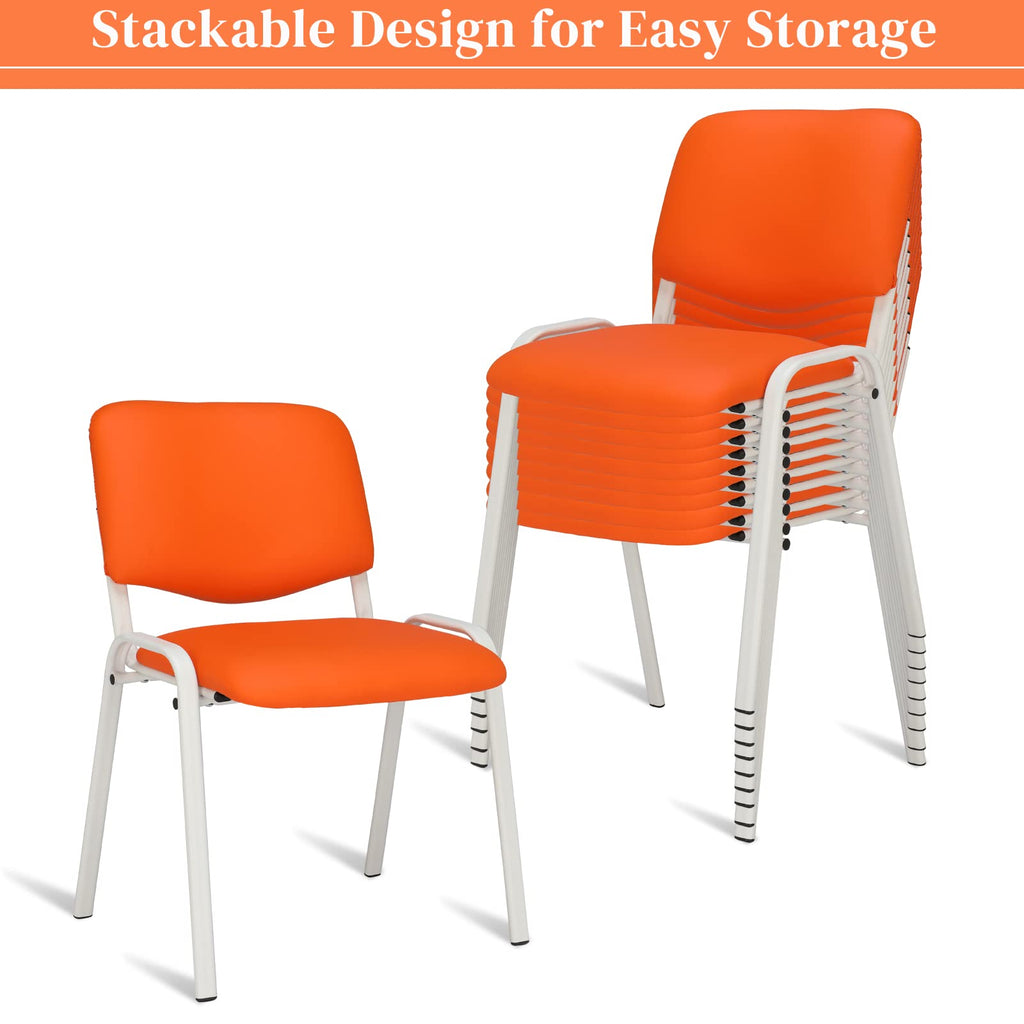 Vingli 10-pack Waiting Room Chairs, Stackable Chair for Office, Pu-orange
