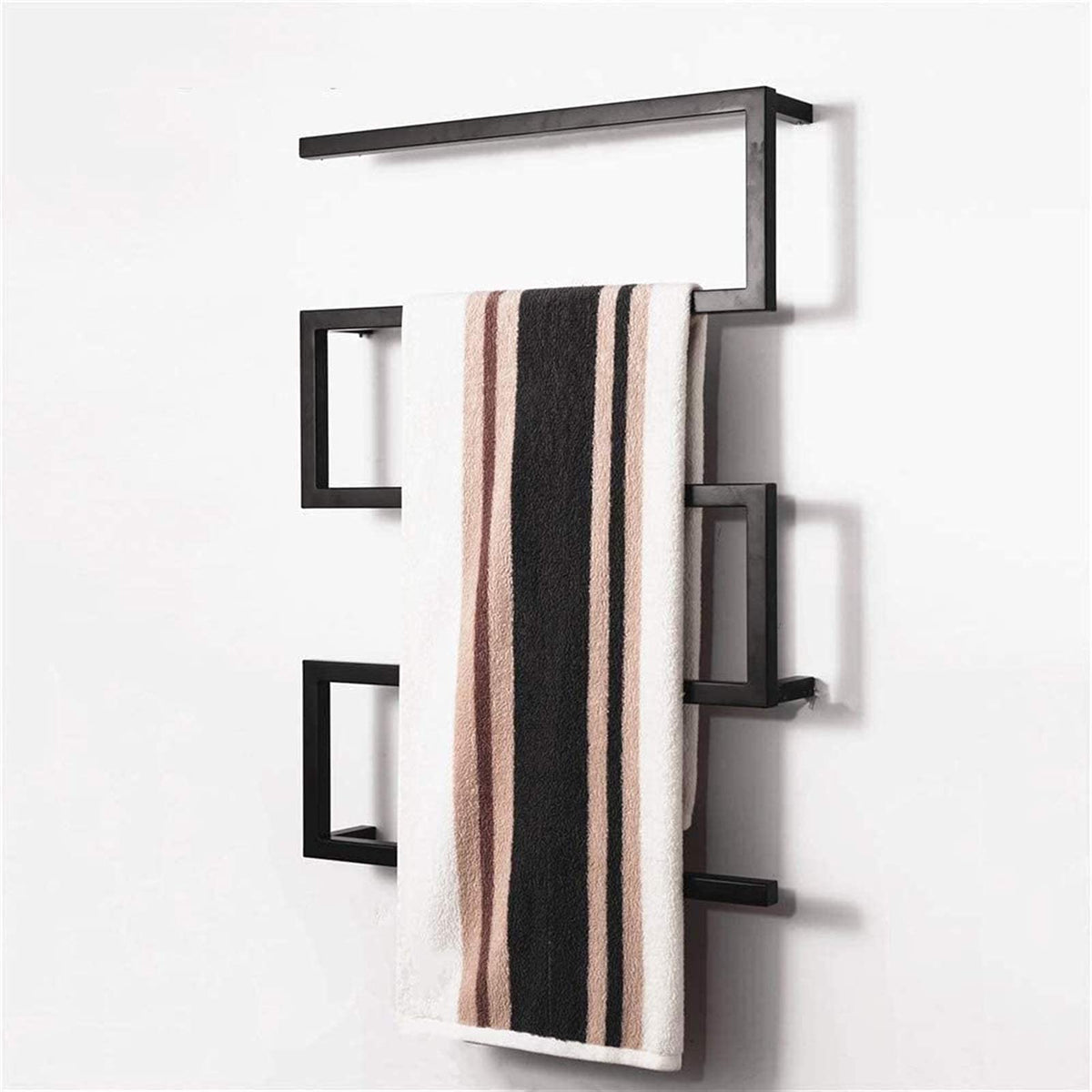 Heated Towel Rail Rails Wall Mounted Towel Warmer Electric Towel Warmer Drying Rack 304 Stainless Steel Towel Warmer with 5 Heated Bars for Bathroom 900 650 115mm (Size : Plugin) ()