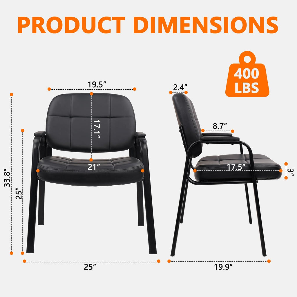 Clatina Office Guest Chair with Bonded Leather Padded Arm Rest Morden Style with Sled Base for Reception Meeting Conference and Waiting Room