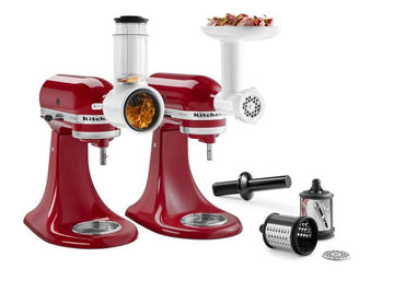 KitchenAid Food Meat Grinder Salad Vegetable Slicer Shredder Stand Mixer Attachment Set KSM2VSGA, Multicolor (Renewed)