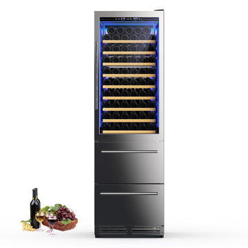Upstreman Wine and Beverage Refrigerator, 24" Dual Zone Wine Cooler