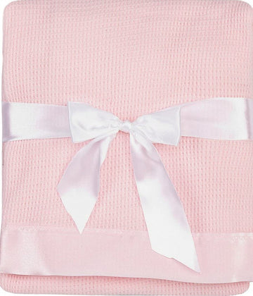 UniBabe Thermal Waffle Weave Baby Blanket with Satin Nylon Trim (Pink), Oversized