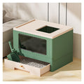 Pet Supplies, Foldable Cat Litter Box with Lid & Scoop,Top Entry Anti-Splashing Enclosed Toilet(Green)