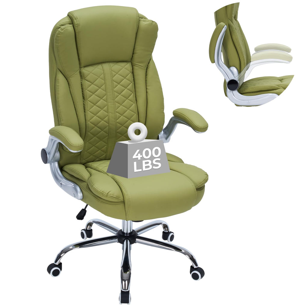 400lbs Executive Office Chair with Flip-up Armrests, Big and Tall Computer Chair for Heavy People, Heavy Duty Ergonomic Comfy Chair, Breathable
