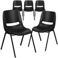 Flash Furniture Hercules Ergonomic Stack Chair, Black, 5-pack, Set of 5, Black Plastic/black Frame