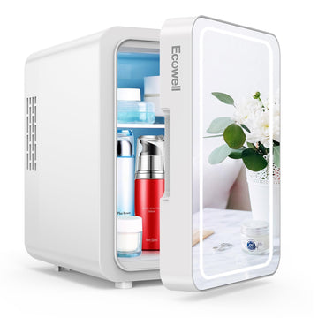 ECOWELL Skin Care Fridge for Cosmetic, Mini Skincare Fridge with LED Mirror