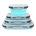 Collapsible Food Storage Containers with Lids - 4 Pack Silicone Containers, Airtight Leakproof Bowls for RV, Camping, Meal Prep and Small Kitchens - Microwave, Oven, Freezer, Dishwasher Safe