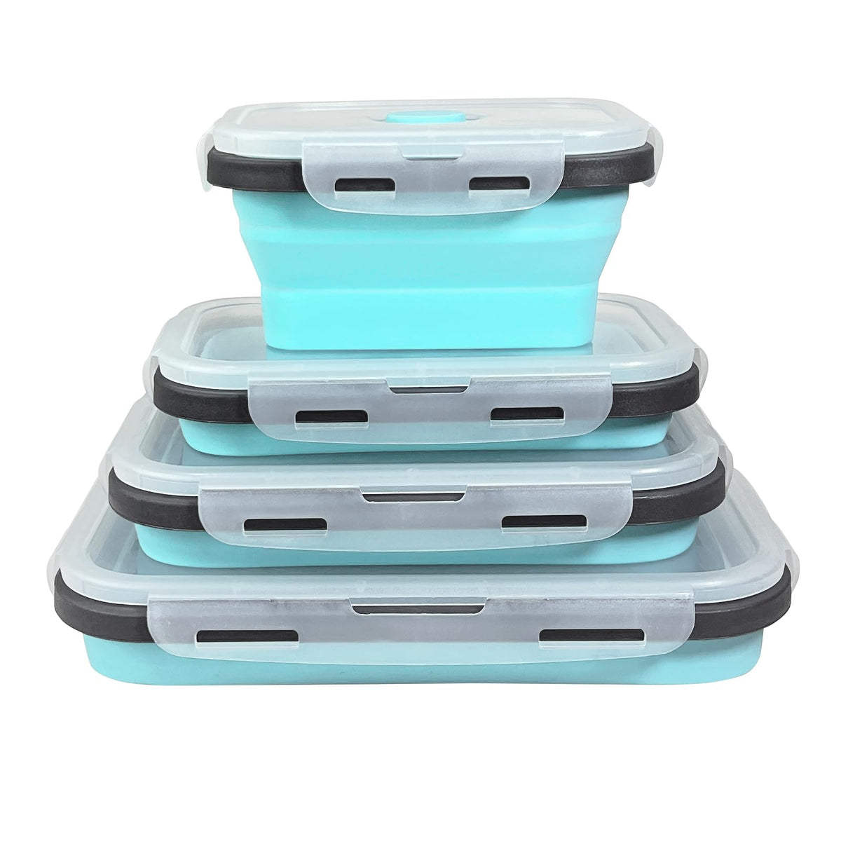 Collapsible Food Storage Containers with Lids - 4 Pack Silicone Containers, Airtight Leakproof Bowls for RV, Camping, Meal Prep and Small Kitchens - Microwave, Oven, Freezer, Dishwasher Safe