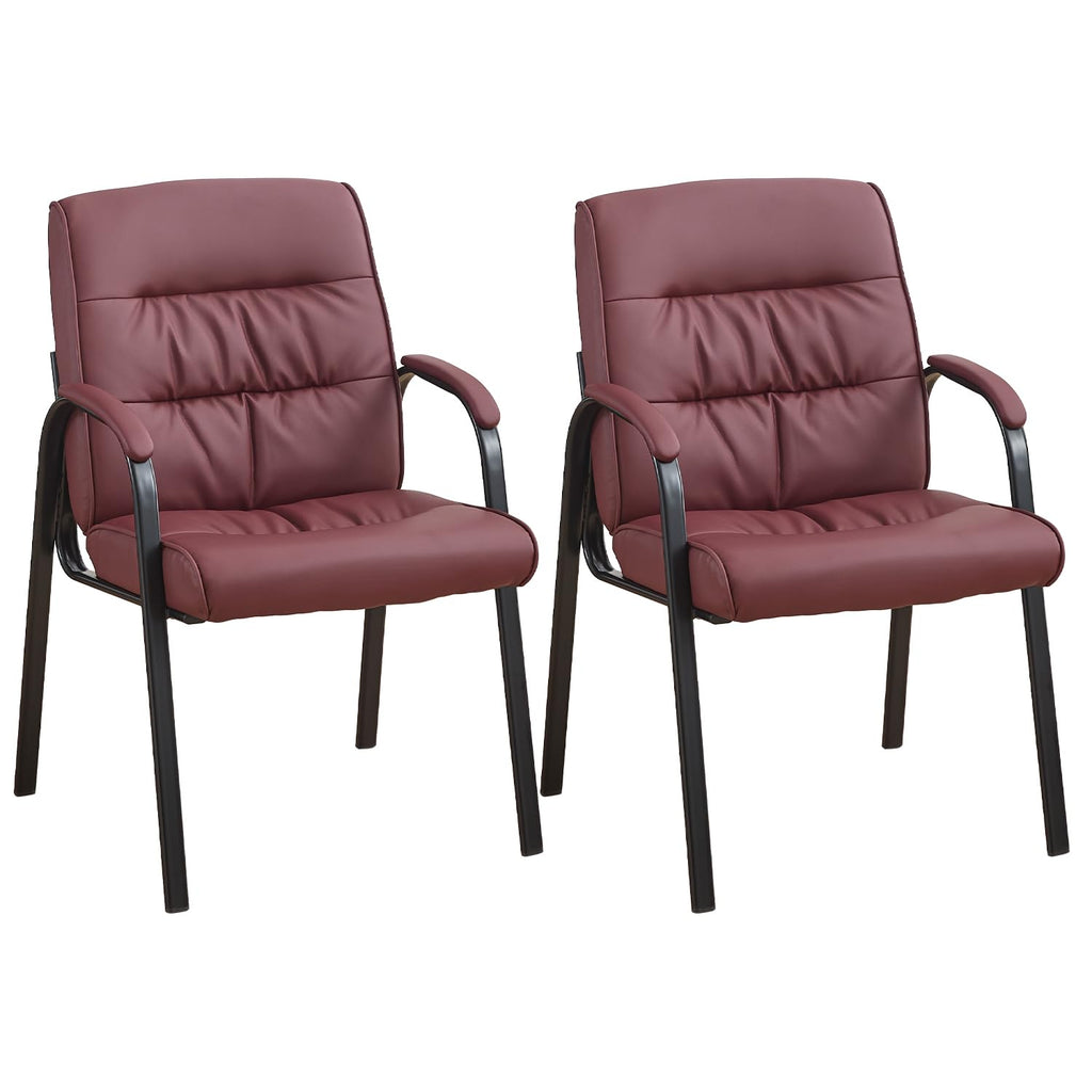 Boiskom Office Guest Reception Chair Set of 2, Conference Room Chairs Waiting Room Chairs 2 Pack, Modern Leather Office Desk Chair No Wheels.