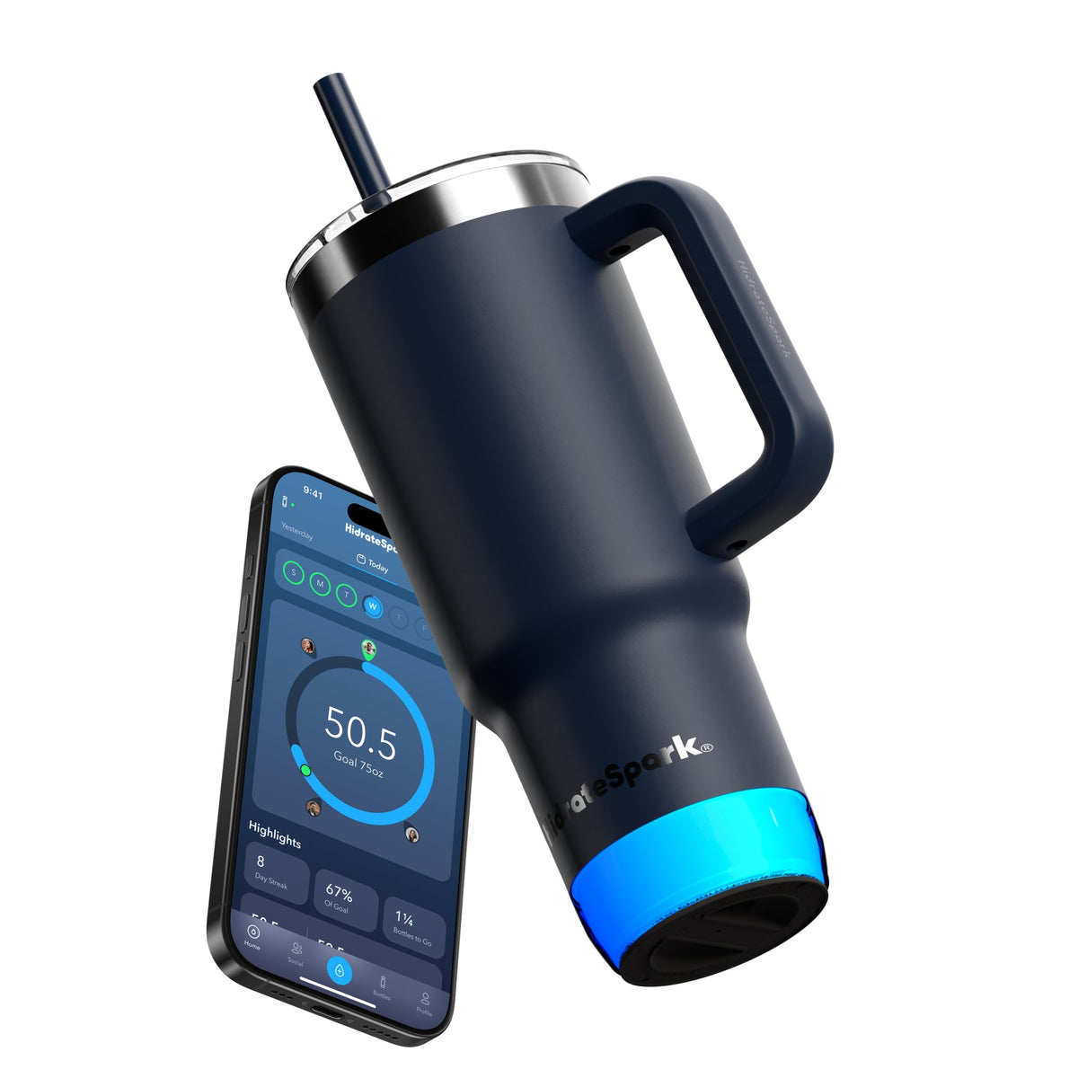 Hidrate Spark PRO 2 30oz Tumbler – Smart Hydration Tumbler with Clinically Accurate Water Tracking & Extended Battery Life - Syncs with Apple Health, Fitbit, Smart Rings & Smart Watches - Navy