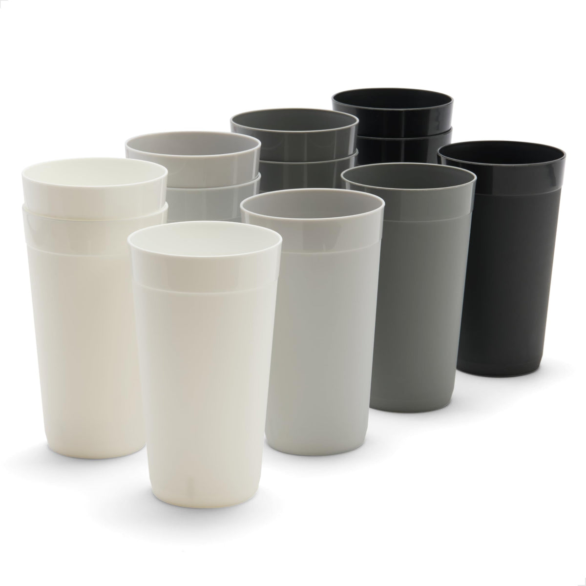 Betta 20oz Everyday Tumbler - Slate Set, 12 Count, PP Drinking Glasses, BPA-Free, Shatterproof, Microwave Safe and Top Rack Dishwasher Safe Plastic Stackable Water Cups