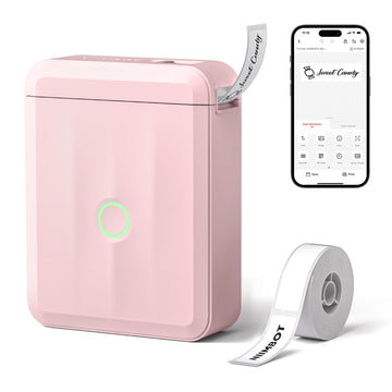 NIIMBOT D110 Upgraded Version Mini Label Maker Machine with Tape, Portable Bluetooth Thermal Printer, Sticker Labeler with Multiple Templates for Office Organization Home Kitchen School, Pink
