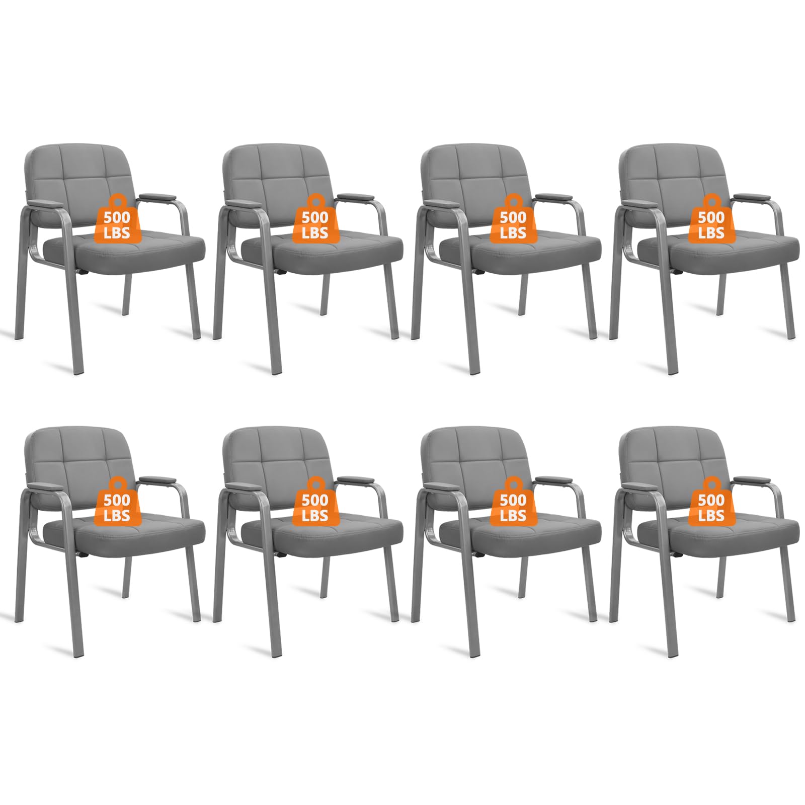 Clatina Big & Tall 500 Lbs Waiting Room Chair, Leather Office Reception Guest Chair No Wheels with Padded Arms for Elderly Home Desk Conference