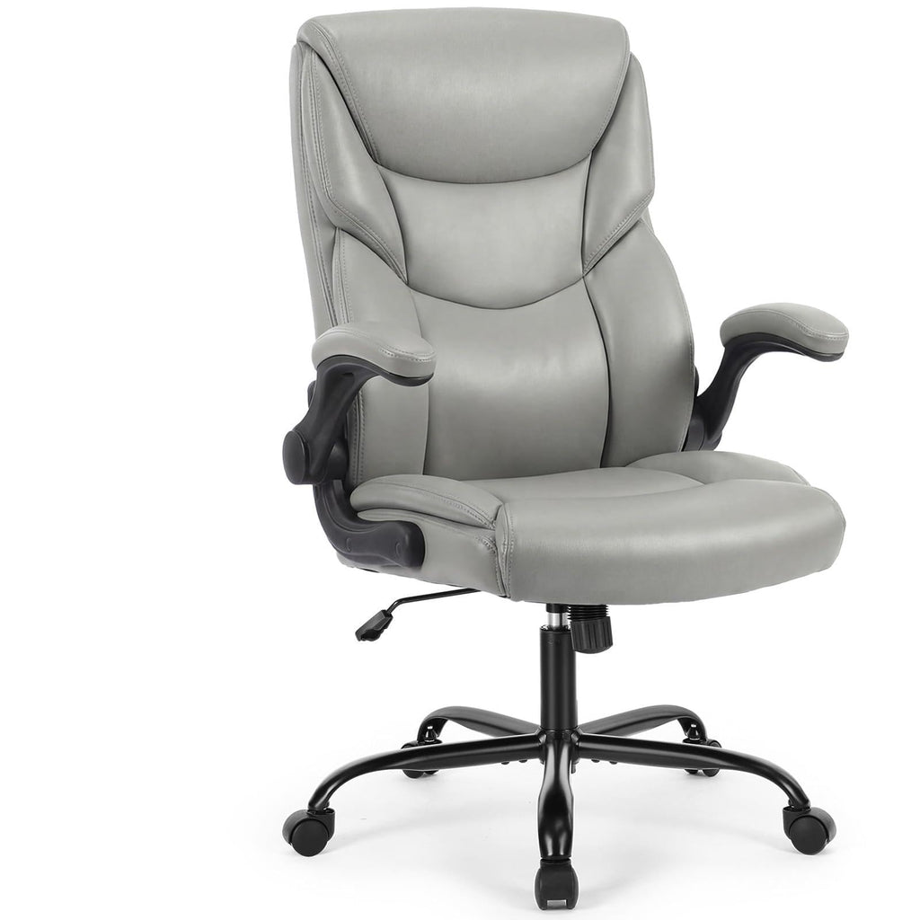 Sweetcrispy Office Desk Chair, Heavy Duty Computer Chair, Pu Leather, 20" L x 21.85" W x 44.48" H, Grey