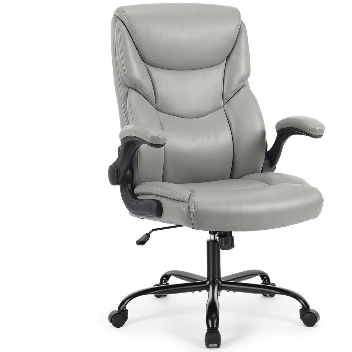 Sweetcrispy Office Desk Chair, Heavy Duty Computer Chair, Pu Leather, 20" L x 21.85" W x 44.48" H, Grey
