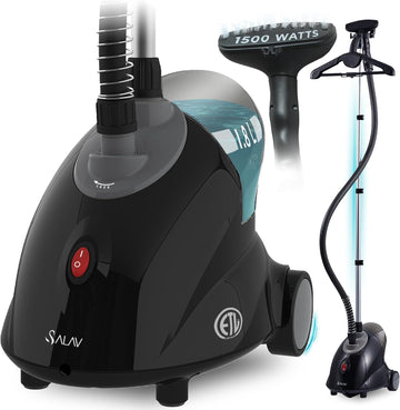 SALAV® GS18-DJ Standing Garment Steamer with Roll Wheels for Easy Movement, 1.8L Water Tank for 1 Hour Continuous Steaming, Adjustable Pole for Storage, Includes Descaler Packet, 1500 watts (Renewed)