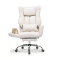 Forveolux High Back Criss Cross Office Chair with Foot Rest & Flip Armrests, Beige