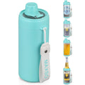 Sealed Can Cooler Fizz Lid Can Cover for 12 oz Regular, Slim Skinny Cans & As Thermal Bottle, 4-in-1 Insulated Vacuum Stainless Steel Carbonated Cold Drink Holder - Turquoise