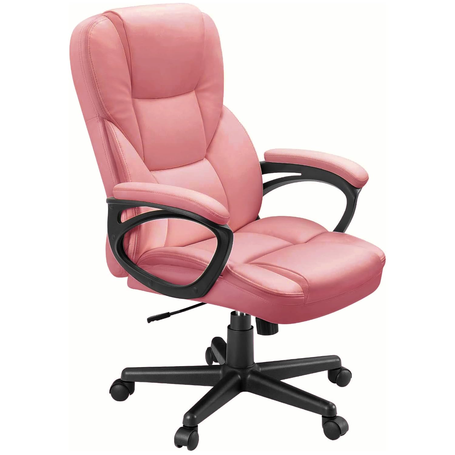 Furmax Office Executive Chair High Back Adjustable Managerial Home Desk Chair, Swivel Computer Pu Leather Chair with Lumbar Support (1, Pink)