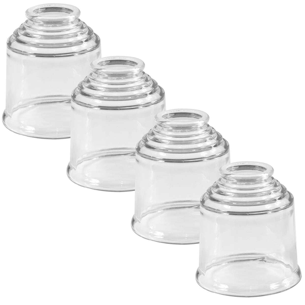 LIGHTACCENTS Ceiling Light Cover Set of 4 - Clear Glass Replacement Shades for Ceiling Fan Light Covers - Ceiling Fan Light Kit - Quick Installation Glass Lamp Shade, Ceiling Fan Globe Replacement