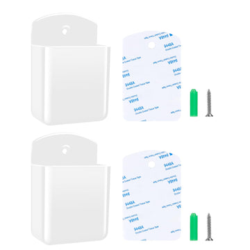 2 PCS Remote Control Holders Wall Mount, Self Adhesive TV Air Conditioner Remote Control Holder, Wall Mount Storage Box Organizer Wall Pen Holder Storage for Home Office School (White, 2)
