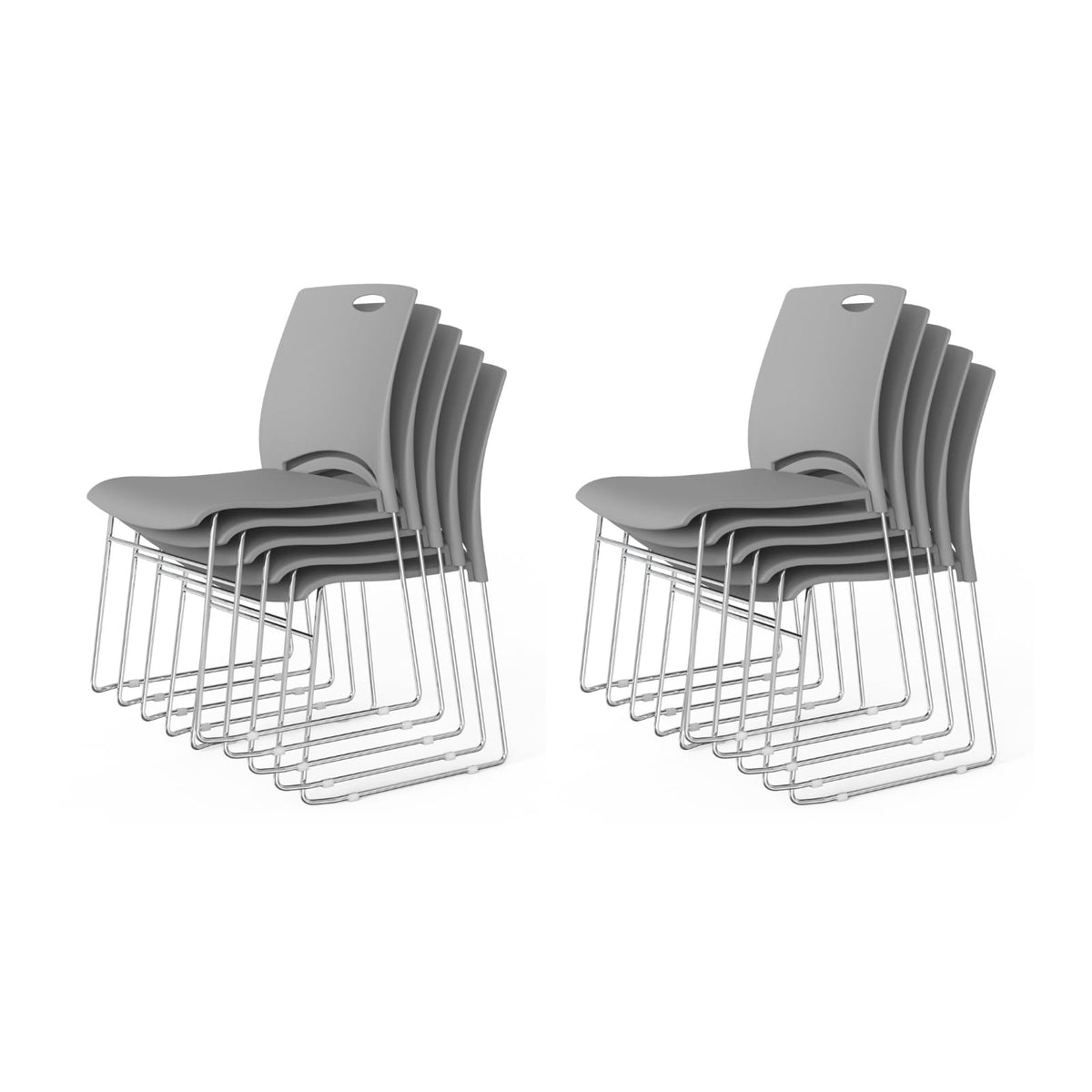 Vingli Stacking Chairs Set of 10 Stackable Office Chairs with Metal Sled Base, Ergonomic Plastic Seat, Stacking Chairs for Waiting Room Break