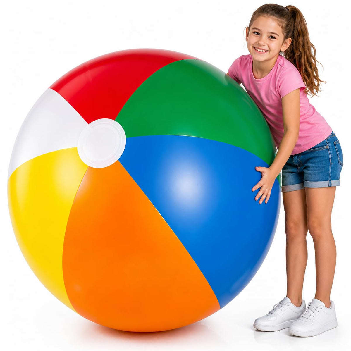 24-inch Giant Beach Ball - (Pack of 3) Big Inflatable Beach Balls For Pool Toys, Blow Up large inflatable ball Toys For Kids Pool Parties, Themed Birthdays, Beach Events, Summer Party Decorations