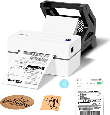 Labeer Bluetooth Thermal Shipping Label Printer with Label Holder, Wireless 4x6 Label Printer for Small Business, Compatible with iPhone, Android, Windows, Mac & Chromebook (White)
