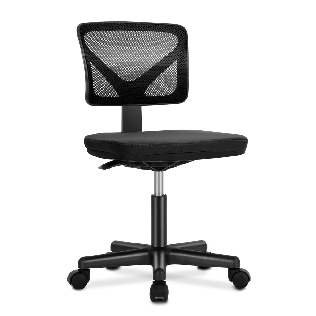 Dumos Armless Desk Chairs, Small Home Office Mesh Chairs, 1pc, New Black