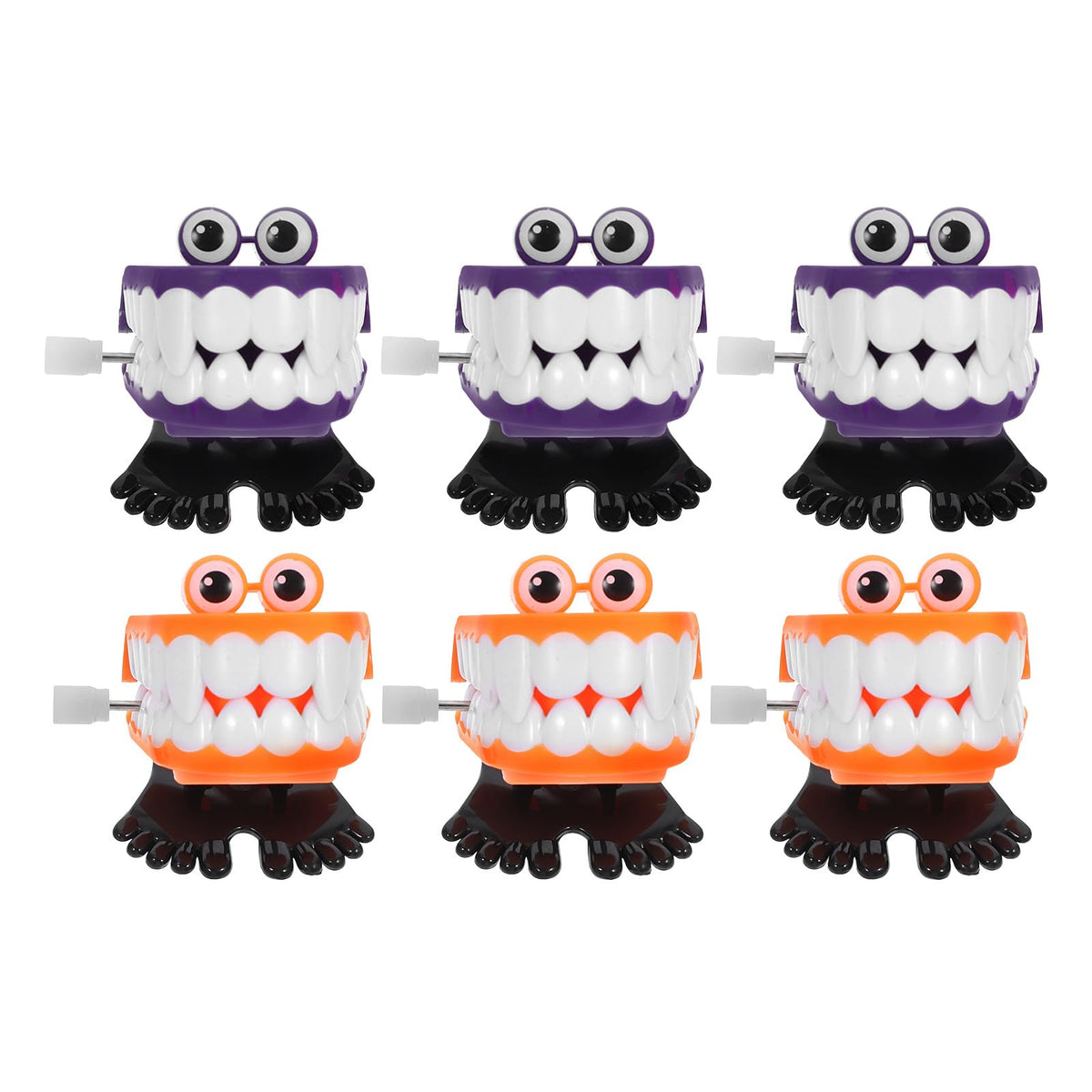6pcs Chattering Teeth Walking Teeth with Eyes Novelty Wind Up Toys Practical Joke Toys for Halloween Party Favors Halloween Christmas Birthday