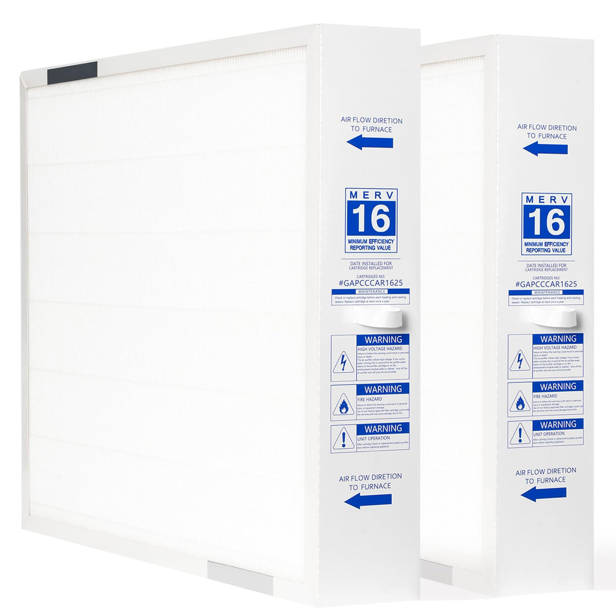 GAPCCCAR1625 MERV16 Replacement Filte (2-Pack) | Compatible with Carrier GAPCCCAR1625,GAPBBCAR1625,GAPAAXCC1625 Filter&Bryant HVAC Systems-16''x25''x3.5''