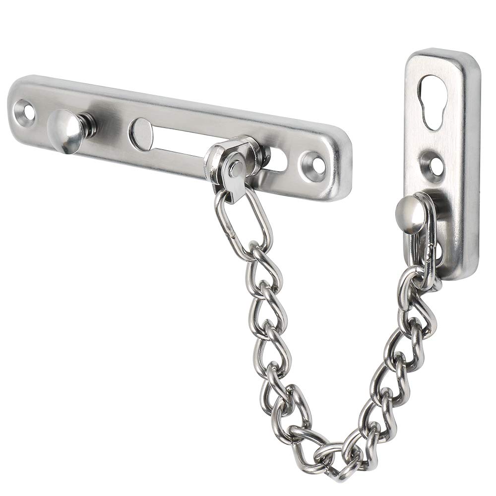 Alise Chain Door Guard Lock,Door Chain Locks with Safety Spring Anti-Theft Press Latch for Inside and Extra Front Door, Brushed Nickel(1 Pack)