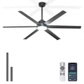 65 Inch Ceiling Fan with Lights - Black Ceiling Fan with Remote & APP Control, 3CCT, Dimmable, Quiet Reversible DC Motor, Indoor Outdoor Ceiling Fans for Patio Living Room Garage Shop