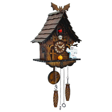HUGE HAPPINESS Cuckoo Clock (Cuckoo Only, No Music): Halloween Theme, Germany Style Black Forest Retro Traditional Handcrafted Wooden House, Wall Art Home Decor, Gifts for Family (8.75 X 24.25inch)