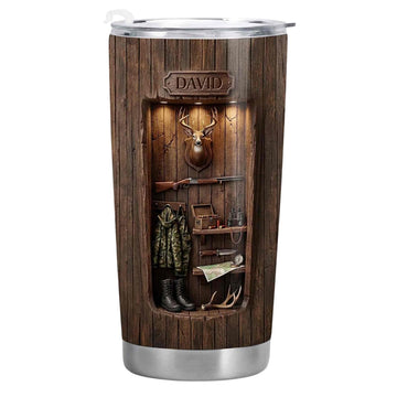 The Spirit Of The Hunt, Personalized Tumbler, Gift For Hunting Lovers Custom Name Insulated Travel Mug Stainless Steel Coffee Cup Outdoorsman Present Camping Drinkware