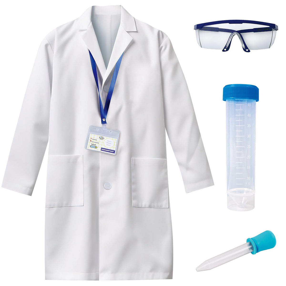 UNGLINGA Kids Lab Coat Doctor Scientist Costume with Science Goggles ID Card Test tube