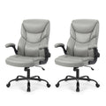 Sweetcrispy Office Chair Set of 2, Heavy Duty Desk Chair, Pu Leather, 20" L x 21.85" W x 44.48" H, Grey